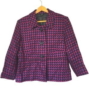 Briggs NY Jackie Style Tweed Peplum Crop Blazer Jacket NWOT Size 14 Pink Purple